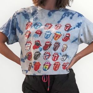 Rolling Stones tie dyed cropped t shirt